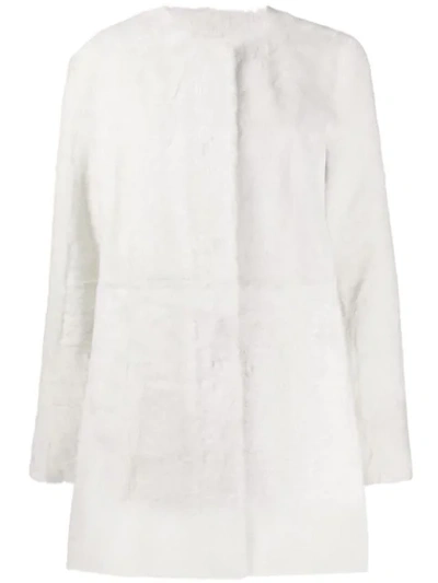 Drome Collarless Coat In White