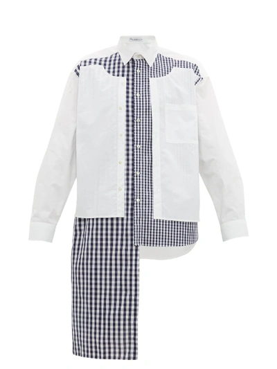 Jw Anderson Asymmetric Gingham Cotton-poplin Shirt In Blue White