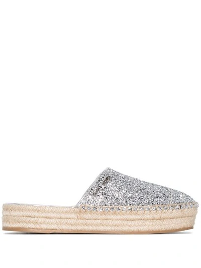 Miu Miu Espadrilles In Glitter-optik In Metallic