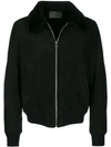 Prada Sheep Shearling Zipped Jacket In Black