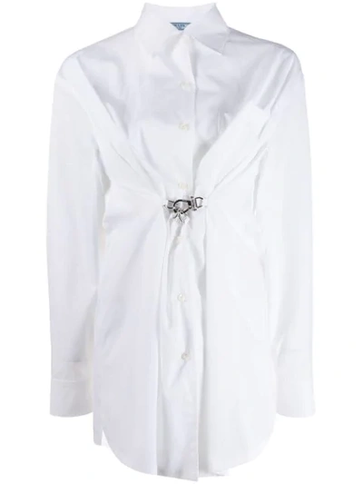 Prada Lobster Claw Buckled Front Shirt In White