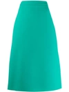 Prada A-line High Waist Skirt In F077usmeraldo