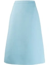 Prada A-line High Waist Skirt In Blue