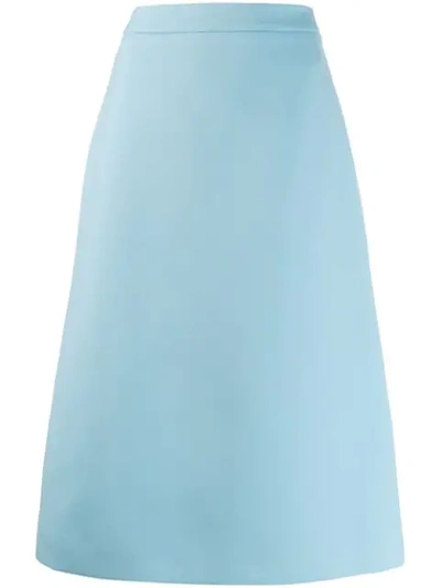 Prada A-line High Waist Skirt In Blue