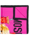 Moschino Printed Teddy Bear Scarf In Pink