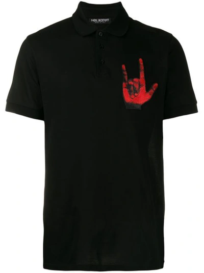 Neil Barrett Graphic Patch Polo Shirt In Black