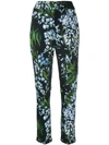 Blumarine Tapered Floral Print Trousers In Black