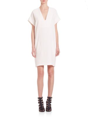 Vince Rolled Sleeve Popover Dress In Off White | ModeSens