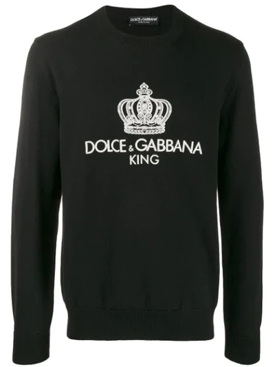 Dolce & Gabbana Embroidered Logo Sweater In Black