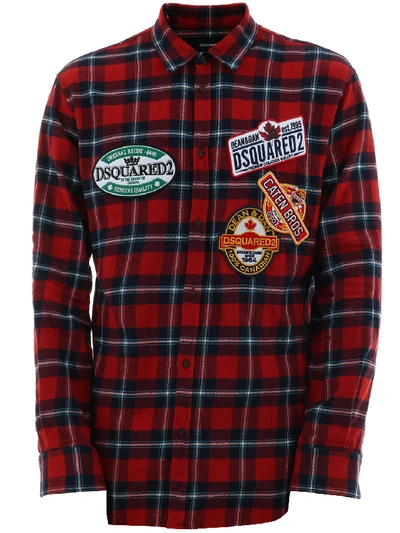 Dsquared2 Flannel Shirt With Patches In Red | ModeSens