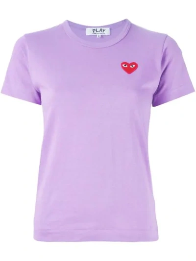 Comme Des Garçons Play Embroidered Heart T-shirt In Purple