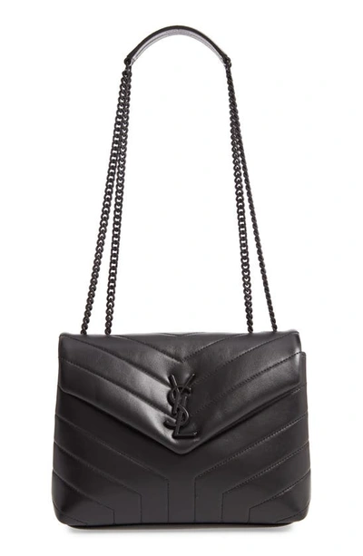 Saint Laurent Loulou Small Ysl Shoulder Bag In Quilted Leather In Black