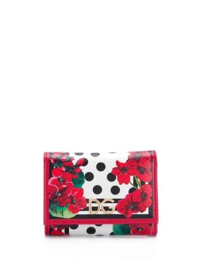 Dolce & Gabbana Floral Spot Print Purse In Red