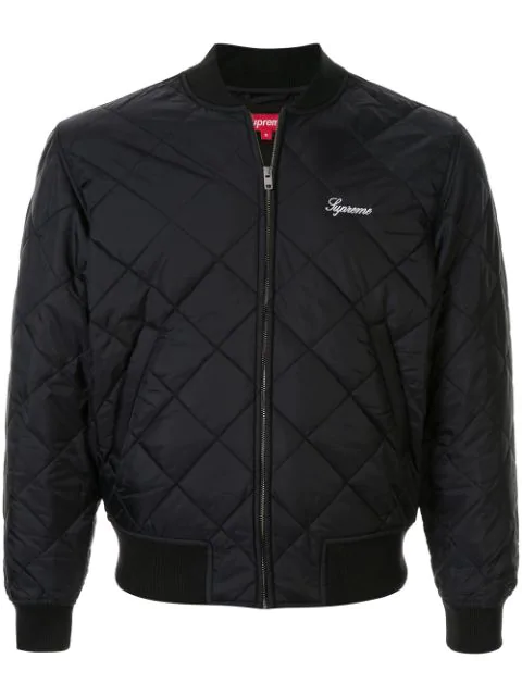 supreme sequin patch quilted bomber