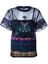 Sacai Embroidered Tribal Lace Organdy Top In Navyblu
