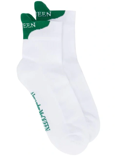 Alexander Mcqueen White Logo Cotton-blend Socks In 9067 White Green