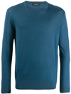 Z Zegna Crew Neck Sweater In Blue