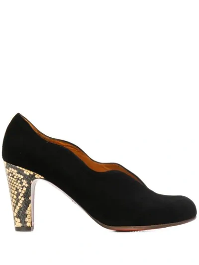 Chie Mihara Leather Pumps In Ante Negro Sira Beige