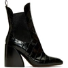 Chloé Chloe Black Croc Wave Chelsea Boots