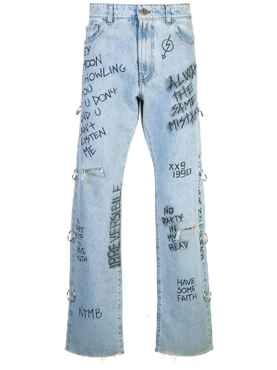 Faith Connexion Graffiti Print Loose Fit Jeans