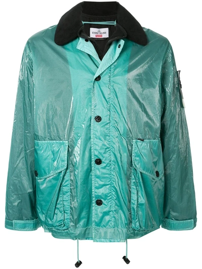 Supreme X Stone Island New Silk Light Jacket In Green