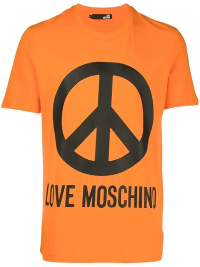 Love Moschino Logo Print T-shirt In Orange
