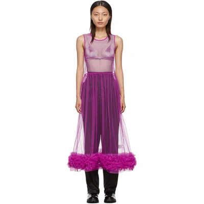 Molly Goddard Alison Ruffled Tulle Midi Dress In Purple
