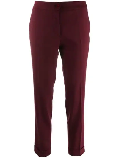Etro Cropped Slim-fit Trousers In Red