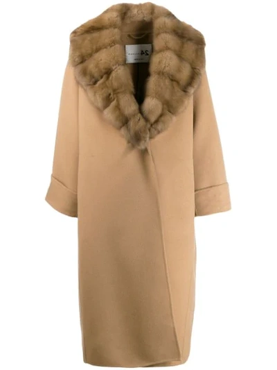 Manzoni 24 Faux Fur Lined Coat In Neutrals