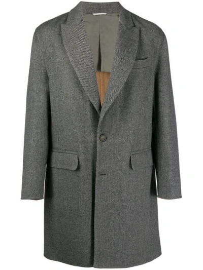 Brunello Cucinelli Single Breasted Overcoat In Grey