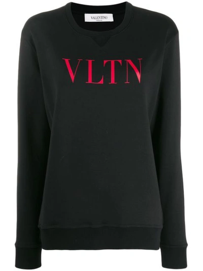 Valentino Logo-print Cotton-blend Jersey Sweatshirt In Black