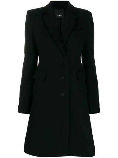 Pinko Single Breasted Coat In Black