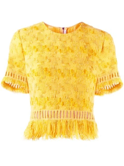 Ermanno Scervino Fringed Crop Top In Yellow