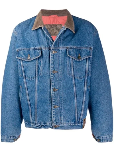 Pre-owned Giorgio Armani 1980's Buttoned Denim Jacket In Blue