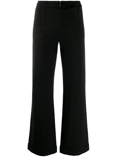 Pre-owned Jean Paul Gaultier 1990's Turn-up Cuffs Bootcut Trousers In Black