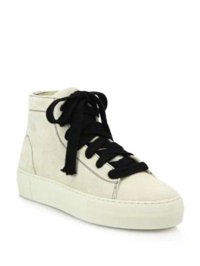 Helmut Lang High-top Suede Lace-up Sneakers In Cream