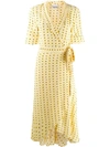 Ganni Ruffled Wrap Dress - Yellow