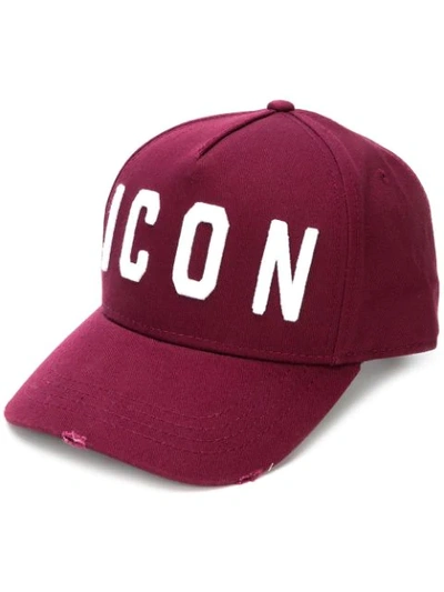 Dsquared2 White Burgundy Icon Baseball Cap In Bordeaux (red)