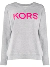 Michael Michael Kors Michael Kors Gray Sweatshit With Kors Print In Grey,fuchsia