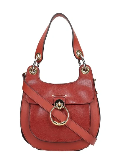 Chloé Tess Big Shoulder Bag In Brown Leather