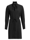 See By Chloé Women's Long-sleeve Tieneck Crepe Shirtdress In Black