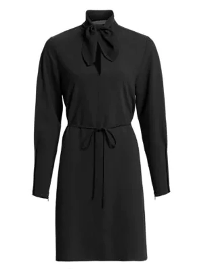 See By Chloé Women's Long-sleeve Tieneck Crepe Shirtdress In Black