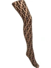 Fendi Logo Stockings In Neutrals