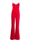 Galvan Phoebe Sleeveless Satin Jumpsuit In Red