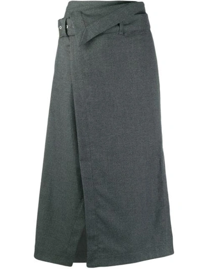 3.1 Phillip Lim Belted Waist A-line Skirt In Grey
