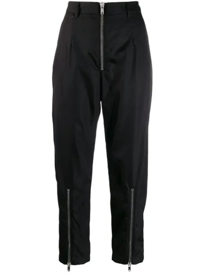 Prada Zipped Cropped Trousers In Black