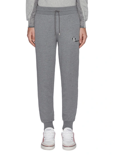 Moncler Logo Print Jogging Pants In Grey