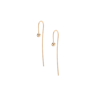 Aurate Long Gold Ball Hook Earrings