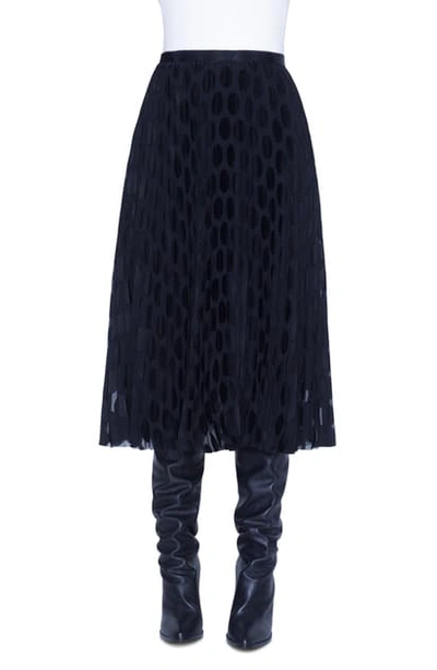 Akris Punto Plisse Polka Dot Devore Midi Skirt In Black