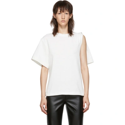 Alexander Wang Draped Short Sleeve Tricot Tee In 100 White
